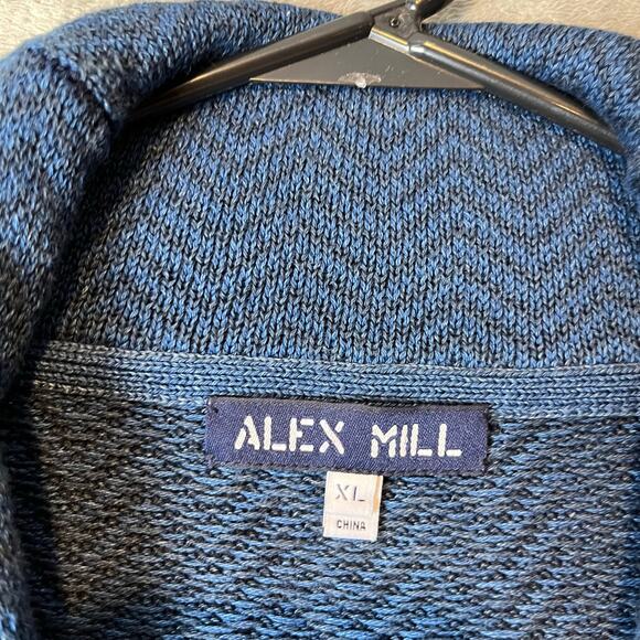 Alex Mill Shawl Neck Chevron Navy Black Button Up Cardigan Size XL Mens - Picture 7 of 8